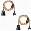 JZCDR Hanging Kit di Lampade in Corda di Canapa, Edison Retro lampada a Sospensione, Portalampade a Sospensione E27 in Metallo con Spina E Interruttore, DIY Lampadario, per Cucina Magazzino Fattoria.