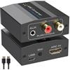 VEDINDUST Adattatore Audio HDMI ARC Convertitore Estrattore Audio Extractor a RCA L/R Stereo/3.5mm AUX con Alimentazione USB & Cavo HDMI ARC in Lega di Alluminio per PS4/5 HDTV Amplificatore
