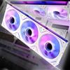 AsiaHorse Dawn Pro RGB 3 ventole per pc, 120 mm, daisy chain, Infinity Mirror, HDB, 71 CFM, 1850 r/min, 2,6 mm H2O, cavo PWN 4 poli e cavo ARGB 5V 3 poli, per Asus Aura, ASRock, Gb, MSI, bianco