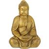Relaxdays Buddha, Figura da Giardino, Resistente alle Intemperie, Buddha Seduto, Poliresina, HBT: 70x45x35 cm, Dorata