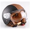 Italfodere Casco Jet Moto con Doppia Visiera, Nero/Pelle, Visierino Parasole Integrato, Varie Taglie (L)