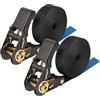 BUCOMTU 2 Pezzi Cinghie di Fissaggio a Cricchetto, Cinghia di Tensionamento a Cricchetto, Cinghia Cricchetto per Traslochi, Carrelli, Bagagli, Campeggio, Fissaggio di Carichi, 6m x 25mm, Nero