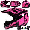 CMADJT Casco da motocross con occhiali maschera e guanti caschi integrali da moto fuoristrada per esterni cross country mountain bike per uomini donne adolescenti adulti, omologato DOT,Color D-L