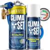 Clima Set ClimaSet - Gas di ricarica per climatizzatore 3 in 1 r134a, olio, sigillante per perdite, detergente per climatizzatore e tubo flessibile - Kit Ricarica Gas AC - Ricarica Climatizzatore Auto - 170 g