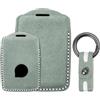 Tecart Custodia per chiave auto in pelle scamosciata adatta per Volvo XC40 XC60 XC70 XC90 S60 S80 S90 C30 V70 V90 2017-2020,T5 T6 T8 4 tasti antigraffio portachiavi verde chiaro