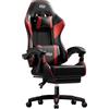 HLFURNIEU Sedia Gaming Ergonomica, Sedia Gamer con Poggiatesta e Poggiapiedi Telescopico, Poltrona Gaming con Supporto Lombare, Schienale Regolabile 90°-135°, Nero e Rosso