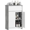 kleankin Mobile Bagno con Cassetto e Ante Doppie Grigio e Bianco | Mobiletto Bagno Salvaspazio, per Lavanderia, Effetto Legno