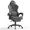 Ferghana Sedia da Gaming Ergonomica con Massaggio,Sedia Gaming in Velluto,Sedia da Ufficio con Cuscino Primaverile,Poggiatesta,Braccioli, Schienale Regolabile 90-135°,Poltrona Ufficio,Grigio Chiaro