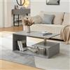 [en.casa] Tavolino Centrale da Salotto con 3 Piani di Appoggio Tavolo Basso da Caffè Divano Design Moderno per Soggiorno 90 x 50 x 41 cm - Grigio Chiaro