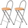UMBRELLA KMH® Sgabello Bill Set 2, pieghevole, schienale & pedana - Argento/Faggio