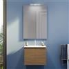 Parama Mobile Da Bagno Sospeso Mod. Yili Con Lavabo In Ceramica Profondità 46cm Specchio Filolucido Incluso (80cm Due Ante, Rovere scuro)