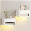 HOMCOM Set di 2 Comodini Camera da Letto Sospesi, Bianco