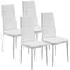 Juskys Set da 4 sedie da pranzo Loja con rivestimento in ecopelle e schienale alto - struttura in acciaio stabile, supporta fino a 120 kg - sedie da cucina e sala da pranzo bianche