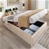 Dolamaní Letto imbottito 90 x 200 cm, senza testiera, letto singolo, con rete a doghe, in lino, funzionale senza materasso (naturale)