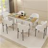 YU YUSING Tavolo da Pranzo Allungabile per 2-6 Persone 80-160 cm, Tavolo Pieghevole per Cucina e Sala da Pranzo, Consolle Allungabile Richiudibile con Vano Portaoggetti Nascosto, Bianco e Naturale