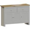 Vida Designs Arlington credenza con 2 cassetti e 3 porte, legno composito, grigio e rovere, H 82 x L 117 x P 35 cm