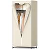 GIANTEX Armadio, armadio in tessuto con struttura metallica, armadio in tessuto con asta appendiabiti, armadio pieghevole armadio da campeggio con copertura antipolvere, 74 x 50 x 172 cm (Beige)