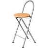 KMH® Sgabello Bill Set 1, pieghevole, schienale & pedana - Argento/Faggio