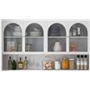 HAINEW Armadietto da parete moderno, per cucina, bagno, con 4 ante in vetro, in metallo e vetro, da appendere, per cucina, bagno, 120 x 23 x 70 cm, colore: bianco