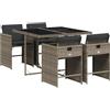 vidaXL Set da Pranzo da Giardino 5 pz con Cuscini in Polyrattan Grigio