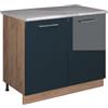 Vicco Mobile lavello cucina Fame-Line, Blu scuro lucido/Rovere dorato, 100 cm, PL Marmo, per la combinazione con altri moduli della serie Fame-Line