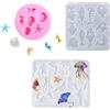 Rainway Set di 3 stampi in silicone per gioielli a tema animali dell'oceano, 3D stampo resina UV epossidica, per la fabbricazione di gioielli in resina epossidica a tema estivo, decorazione di torte