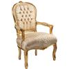 ITALUX MORE LIGHT Poltrona Barocco in Mogano e seta beige damascata