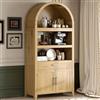 SJPVPYB Armadietto corto ad arco con cassetti, libreria moderna in legno con anta, vetrina ad arco con ripiani, libreria per cucina, soggiorno, camera da letto, ingresso, naturale