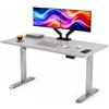 POKAR Scrivania Regolabile in Altezza Elettrica 140x80 cm | Piano Massiccio 25mm | Pannello Memory, USB-C e USB-A | Scrivania Motorizzata per Smart Working | Telaio Argento, Piano Grigio
