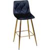 WS DESIGN Sgabello Velvet Nero con Gambe Oro in Velluto