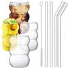 Bangbobi Bicchiere in borosilicato di Grande capacità 550 ml, (Bicchiere 550 ml*4 + cannucce*4 + Spazzola per la Pulizia delle cannucce*1)