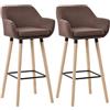 CLP Set di 2 sgabelli da Bar Imbottiti con Schienale Grant, Sgabelli con Rivestimento in Tessuto, Struttura in Legno Fino a 150 kg, Colore:caffè