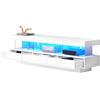 Azkoeesy Mobile TV bianco lucido 160 cm con LED e controllo app, moderno cassettiera TV, con 3 cassetti - Push to Open, scomparti in vetro, per soggiorno