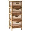 EMPOTEC Cassettiera Comò Multiuso in Legno Naturale, Cassetti, Salvaspazio, per Bagno, Cucina e Sala, Uso Interno ed Esterno (4 ceste 33x31x83)