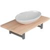 vidaXL Set Mobili da Bagno 2 pz Stabile e Durevole Elegante Mensola a Muro con Lavabo Lucido in Ceramica Rovere Piano in Truciolato e Metallo