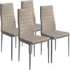 BAKAJI Set 4 Sedie Sala da Pranzo Salotto Cucina Design Moderno Struttura in Metallo e Seduta Imbottita in Ecopelle Dimensioni 98 x 41 x 45 cm (Tortora)