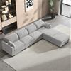 YNYHTER Cheslong - Divani da salotto a 4 posti, divano modulare con ampi braccioli divani a sedere scorrevoli Poltrone con sgabello, cuscini e pouf inclusi (grigio, 4persona+2 poggiapie)
