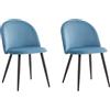 DEYARNA HOME Set di 2 Sedie da Pranzo in Velluto, Sedia da Cucina Moderna Imbottita con Piedini in Metallo Nero, Sedie del Medio Secolo per Sala da Pranzo, Cucina, Soggiorno (Blu/Nero Piedi)