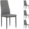 IDIMEX Sedia da Pranzo Nathalie, Set da 4 Pezzi, Moderno, Tessuto Grigio, Struttura in Metallo Nero, Comoda Imbottitura