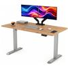 POKAR Scrivania Regolabile in Altezza Elettrica 160x60 cm | Piano Massiccio 25mm | Pannello Memory, USB-C e USB-A | Scrivania Motorizzata per Smart Working | Telaio Argento, Piano Quercia Craft Oro