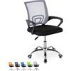 PALUPLUS Sedia da Ufficio Smart in Tessuto a Rete Traspirante, Misura 53x51x97 cm, Poltrona da Scrivania Girevole 360° con Ruote, Base in Acciaio e Altezza Regolabile, Portata 100Kg -10 (Grigio)