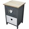 milani home - mobiletto in legno con 2 cassetti, grigio, stile shabby chic, 30 x 28 x 45 cm
