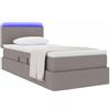 vidaXL Letto con contenitore LED e materasso Tortora 100 x 200 cm