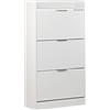 Brigros WeHome - WeHome - Scarpiera Salvaspazio Con Ante A Doppio Ripiano, Maniglie In Allumminio, Scarpiera Legno, Porta Scarpe Salvaspazio, Scarpiera Componibile, Arredamento Casa (Bianco, 3 Ante)