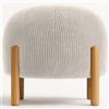 Iconik Interior Pouf rotondo imbottito in velluto a coste con gambe in legno naturale - Marrakesh Avorio
