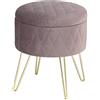 WOLTU Sgabello Basso per Ingresso Salotto Contenitore Rotondo con Coperchio Rimovibile Poggiapiedi di Velluto Rosa