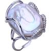 PVUVTNAHW Anelli da sposa in argento sterling 925 con perle barocche grandi d'acqua dolce naturali da 12-16 mm for donna(Silver)