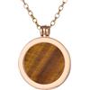 Morella Collana Donna 70 cm Acciaio Inossidabile Oro con Coins Moneta amuleto Ciondolo Chakra Rotondo 33 mm Gemma Pietra preziosa Occhio di Tigre in Sacchetto di Velluto