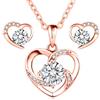 LYL.Adorer Set Gioielli con Cuori in Rosé con Moissanite 1 Carato | Collana & Orecchini 925 Argento Sterling per Donna | Regalo Romantico in Cofanetto Regalo