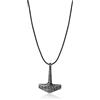 Joliernelle Ciondolo da uomo Mjölnir con collana in pelle in acciaio inox con martello di Thor, gioiello vichingo, fatto a mano